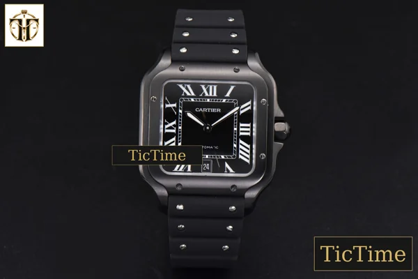 Foto frontal — Santos Large 40mm GF PVD Black Dial Black Rubber Strap Miyota 9015