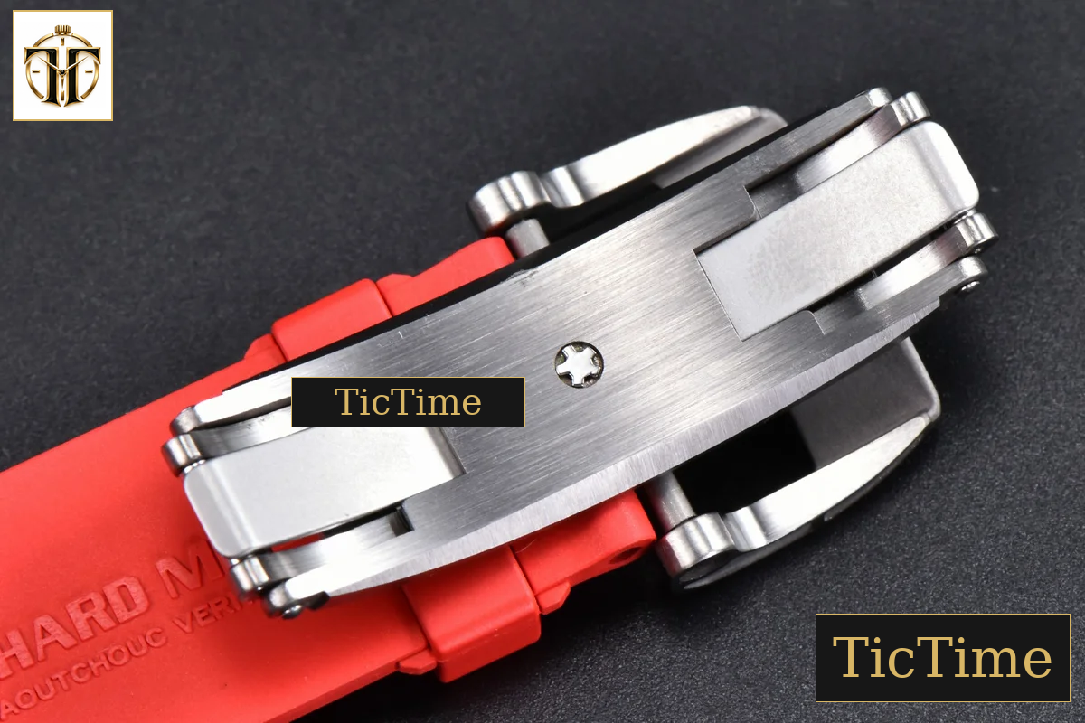 Ti Case RM055 42.7mm APSF Black Skeleton Dial Black Bezel Red Crown Red Rubber Strap RMUL2 — foto 29