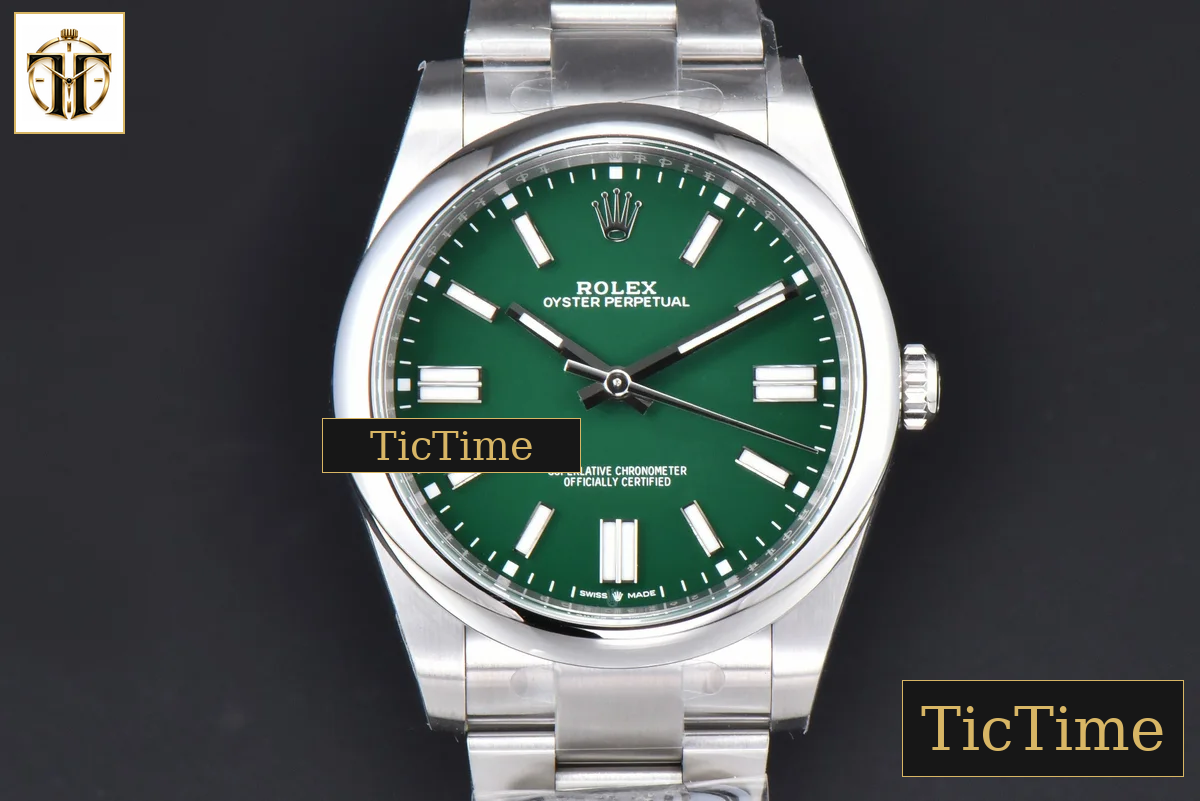 Oyster Perpetual 904L 124300 41mm Clean Factory Green Dial SS Bracelet VR3230 — foto 2