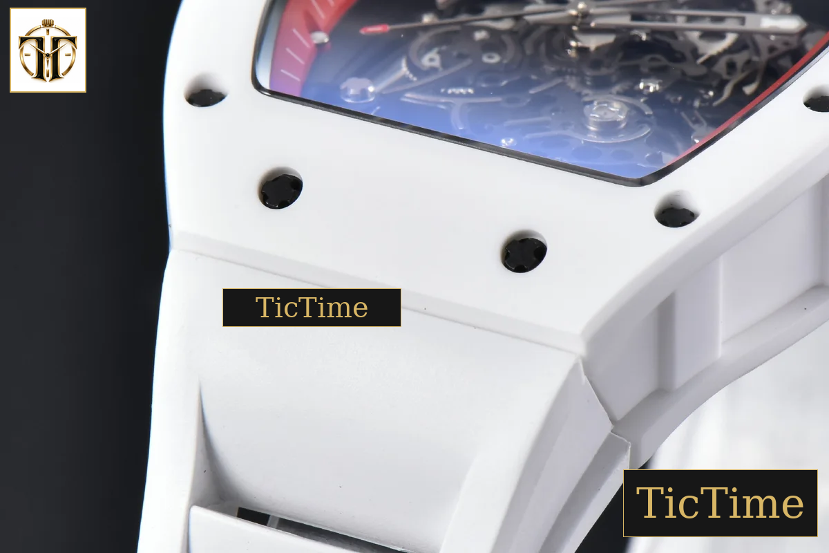 RM055 42.7mm BBRF White Ceramic Red Skeleton Dial White Rubber Strap RMUL2 — foto 12