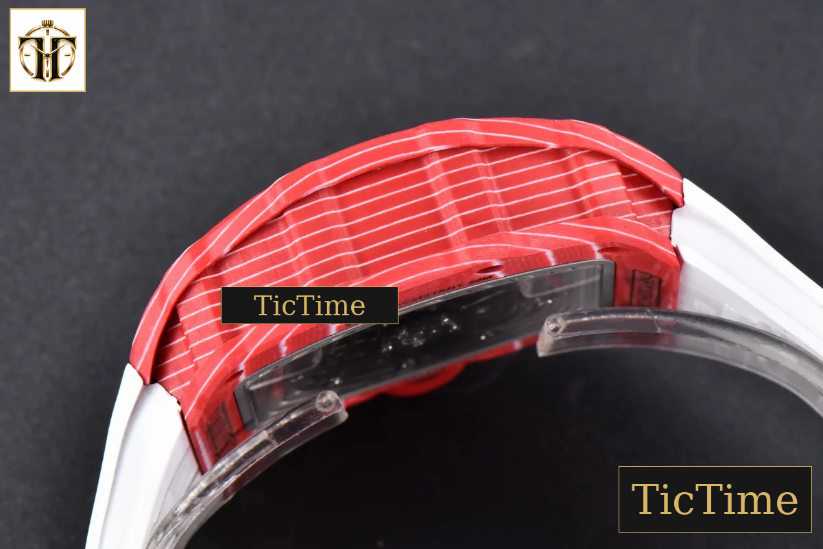RM035-02 42mmx50mm ZF Red Carbon Dial white Rubber Strap V5 NH05A — foto 16