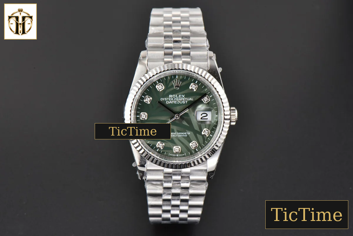 DateJust Fluted 36mm BPF Green Plam Dial Diamond Marker Jubilee Bracelet 3235 — foto 3