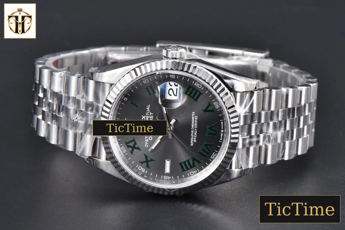DateJust 904L Wimbeldon 36mm VSF Gray Dial Green Marker Jubilee VS3235 — foto 16