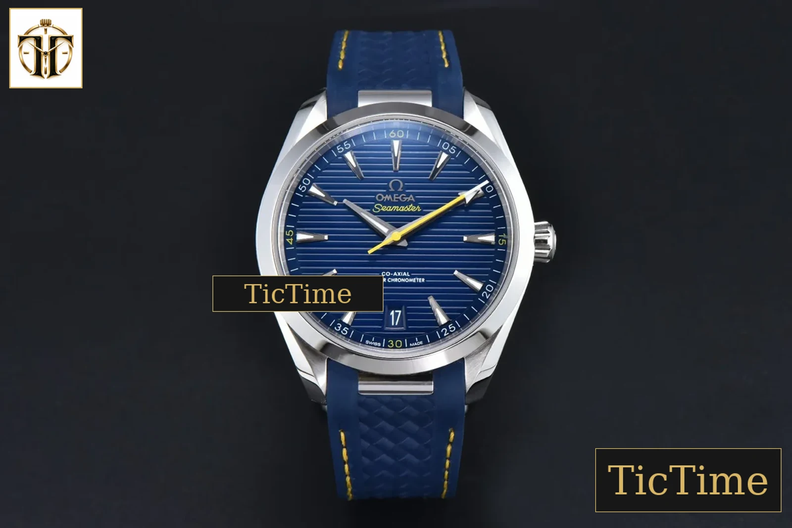 Aqua Terra 150M 41mm VSF SS Dark Blue Dial Yellow Hand Dark Blue Rubber Strap A8900 — foto 2