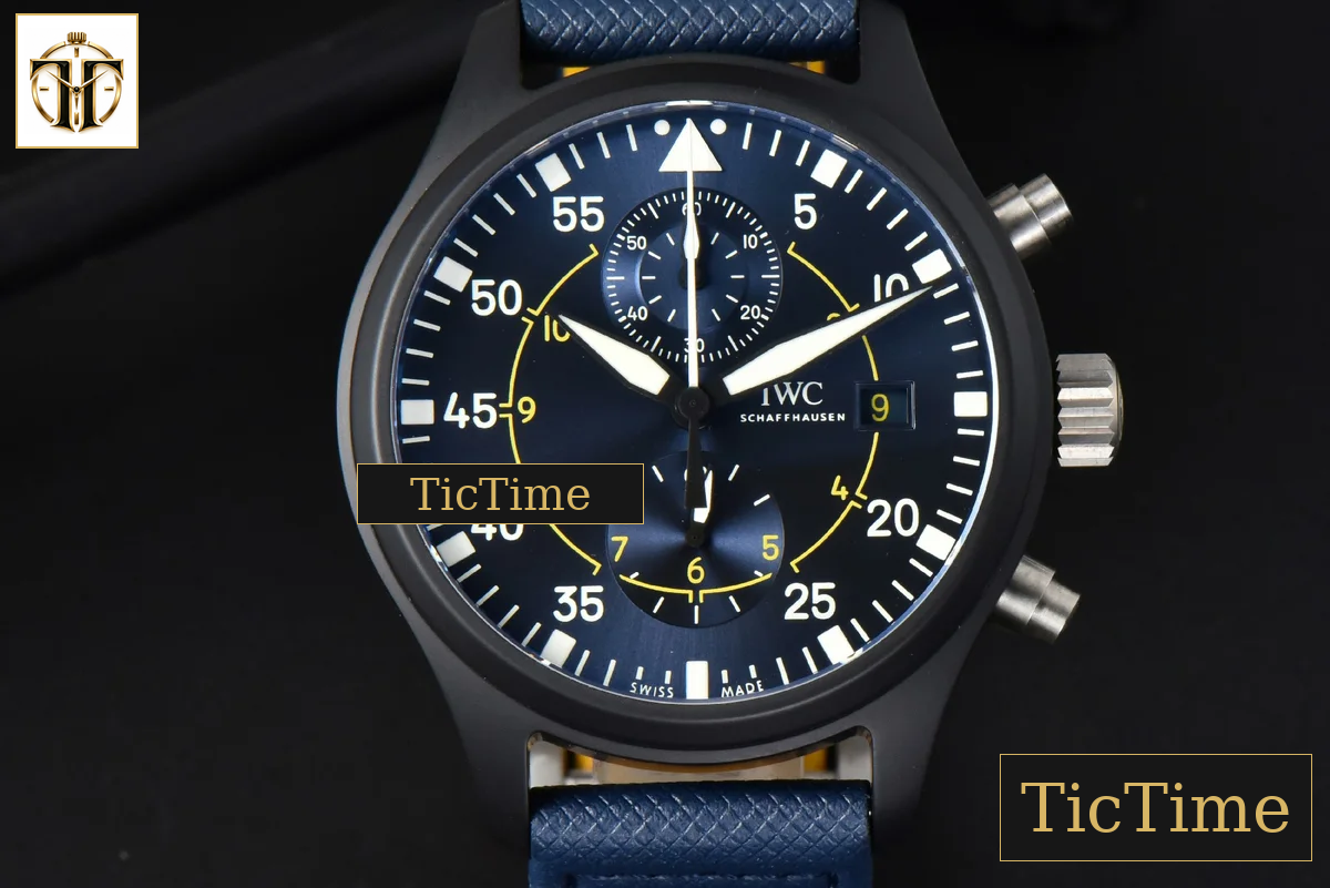 Pilot Chrono 44mm YLF Blue Angels Black Ceramic Blue Diam Blue Leather Strap A7750 — foto 2