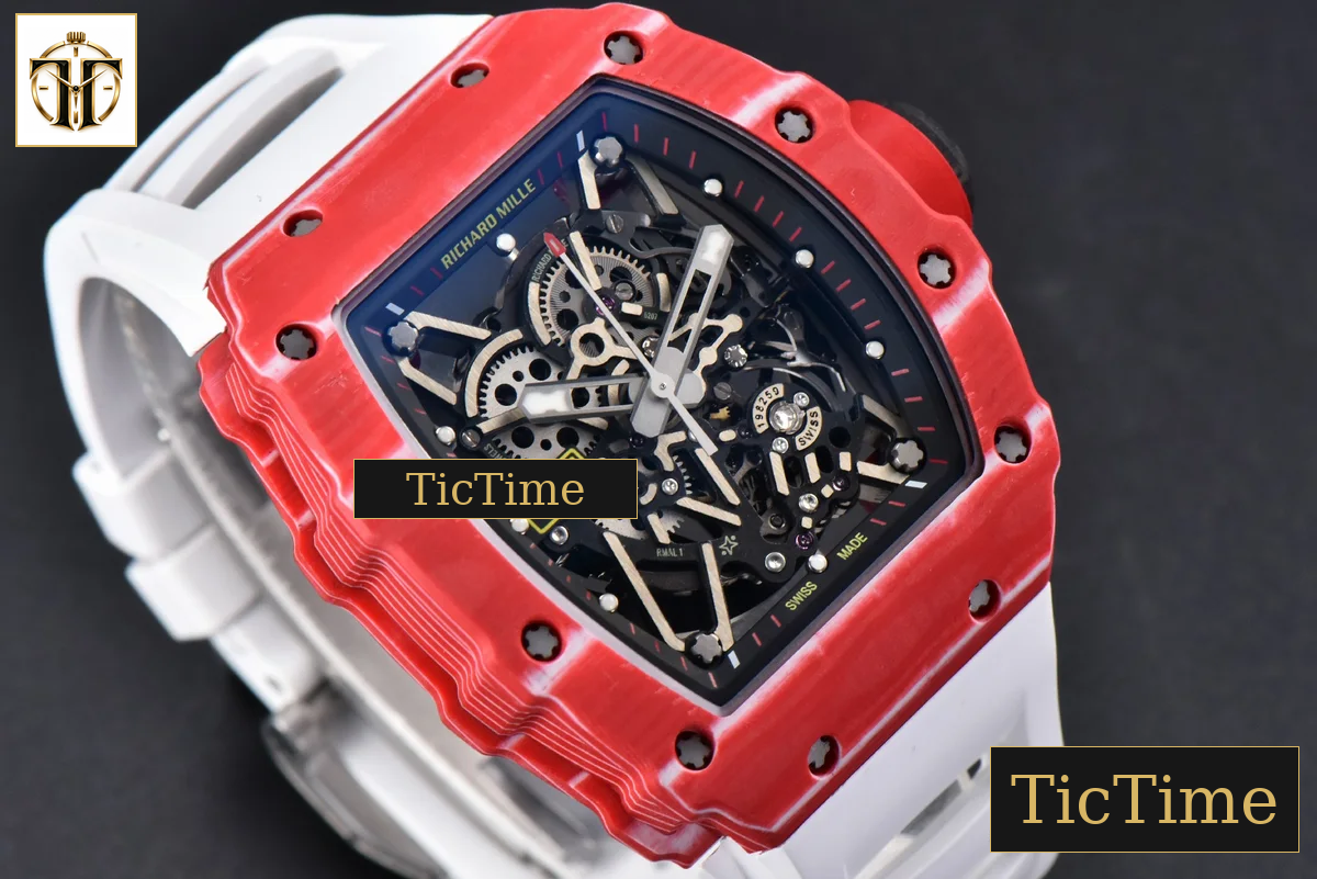 RM035-02 42mmx50mm ZF Red Carbon Dial white Rubber Strap V5 NH05A — foto 13
