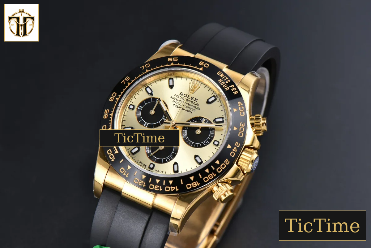 Daytona 116518 40mm APSF YG YG/Black Dial Ceramic Bezel Lume Marker Oysterflex Strap Tungsten Version SH4130 — foto 5