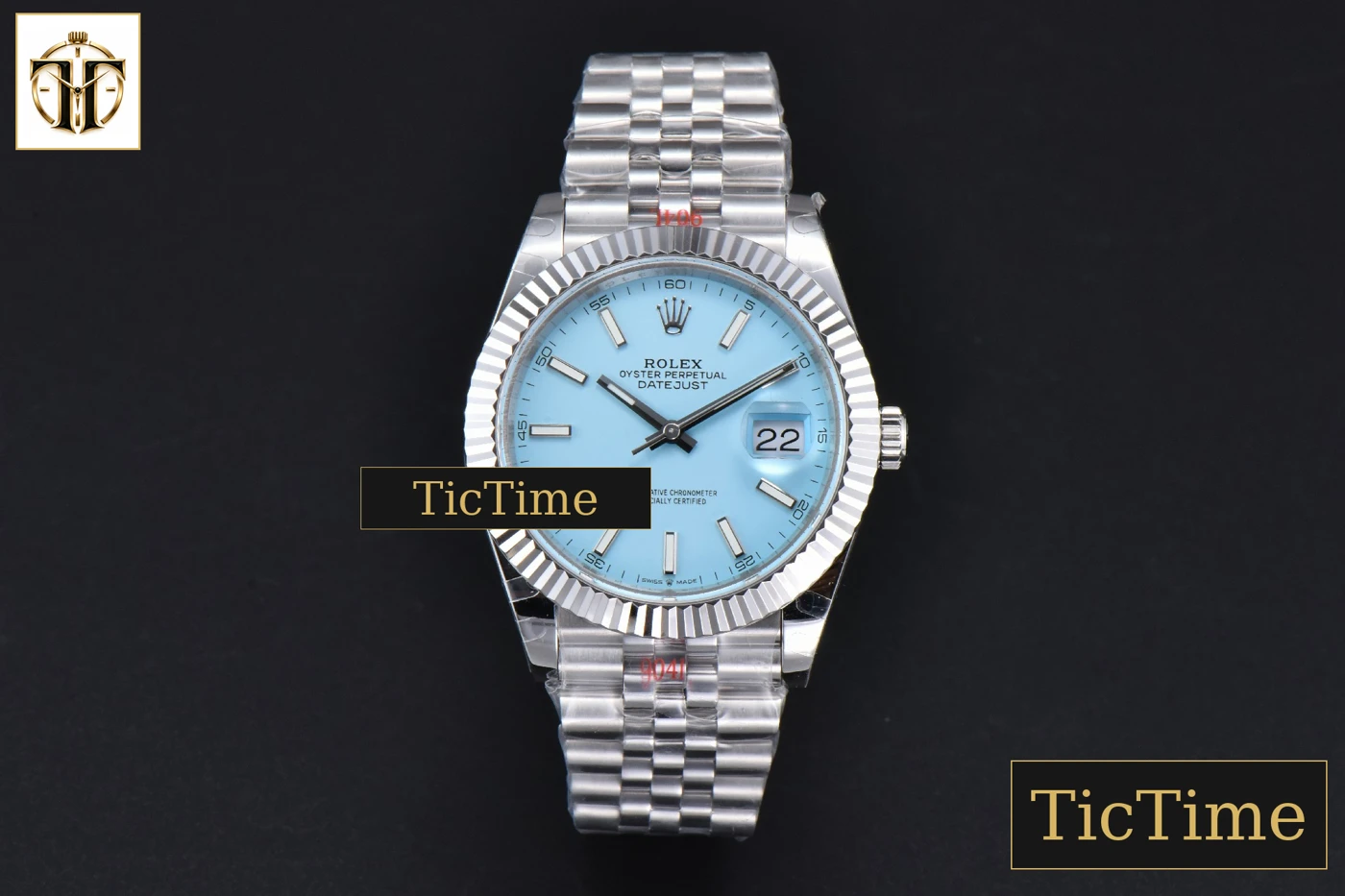 Vista frontal — Datejust 41mm GMF Tiffany DIal SS braceelt tungsten heavier version VR3235