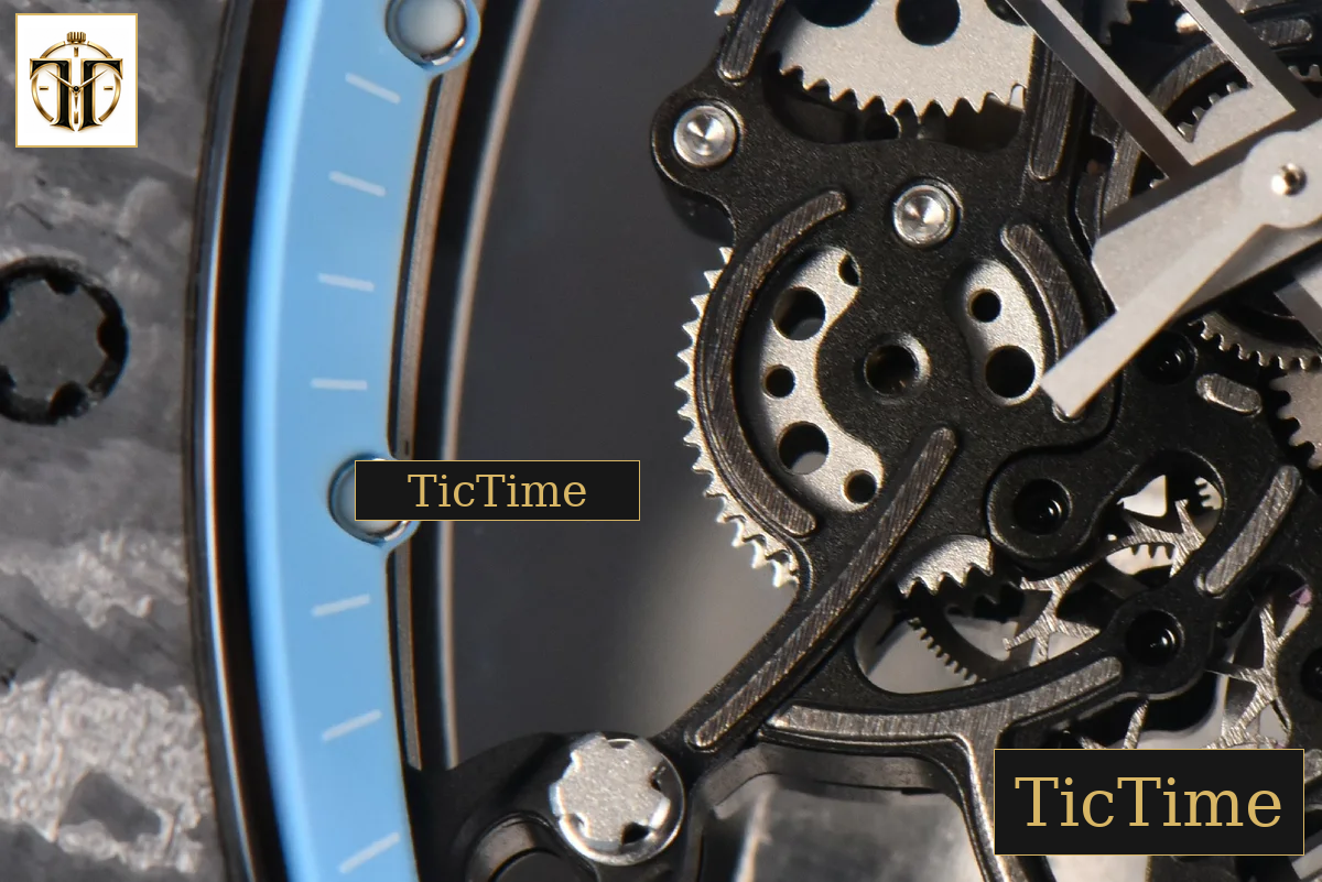 NTPT RM055 42.7mm BBRF Blue Skeleton Dial White Rubber Strap RMUL2 — foto 9