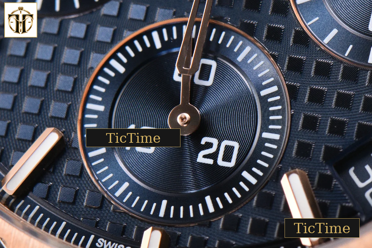 Royal Oak Chronograph 26240 41mm APSF RG Blue Checkered Dial Blue Subdial Blue Leather Strap V2 SH4401 — foto 9