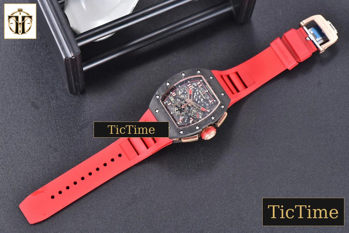 NTPT Chrono RM011 KVF Red Skeleton Dial Red Crown Red Rubber Strap V2 A7750 — foto 25