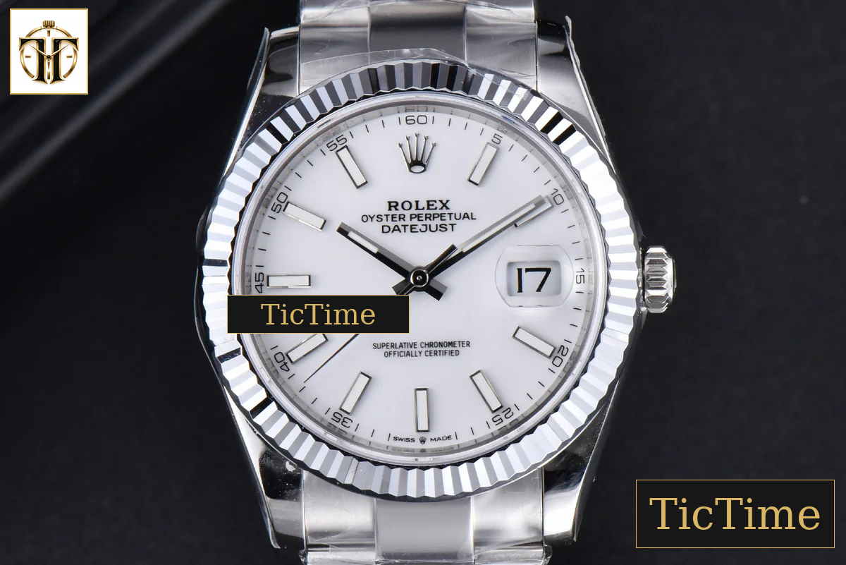 DateJust Fluted Bezel 126334 41mm VSF White Dial Oyster Bracelet VS3235 — foto 2