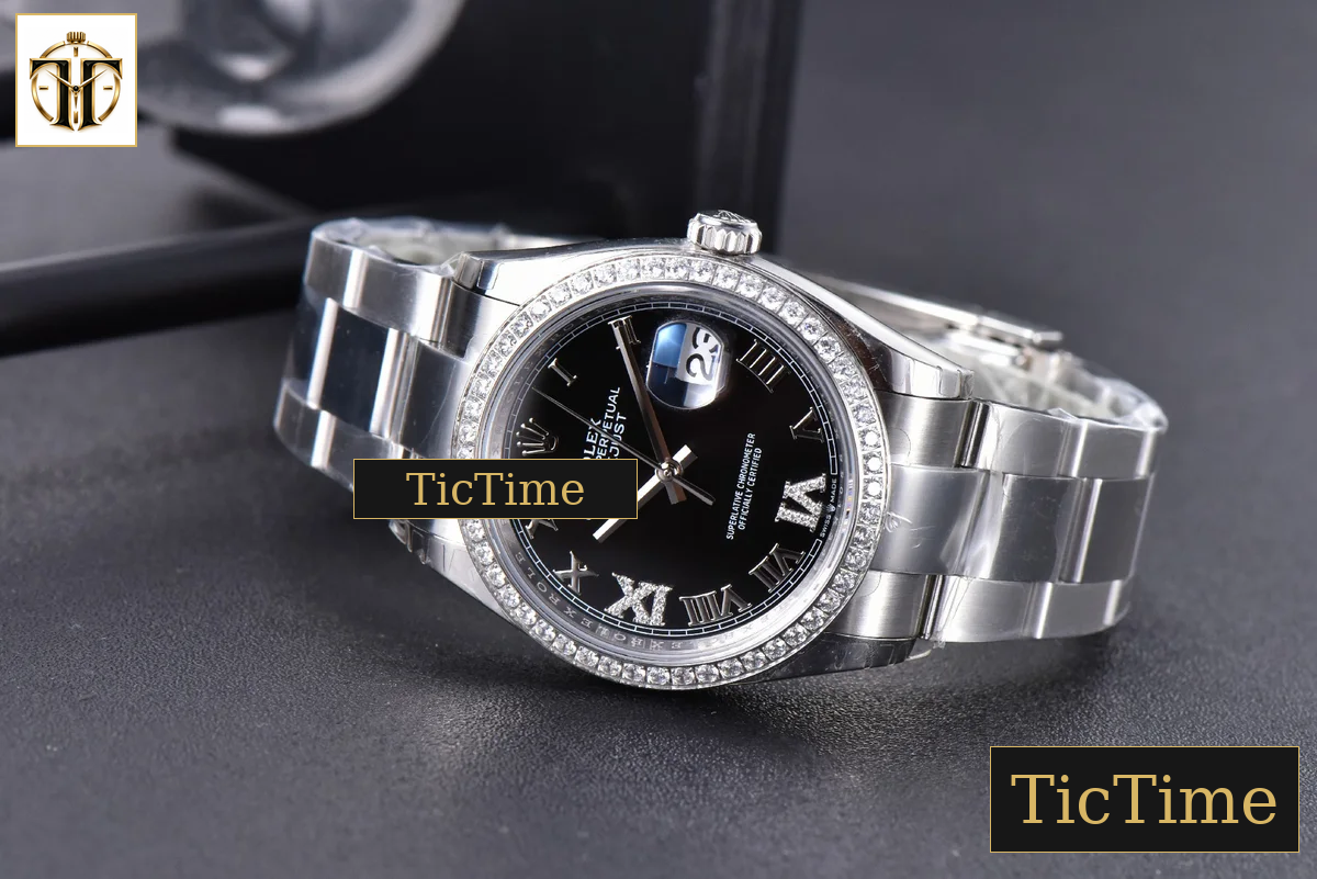 DateJust 36mm EWF SS Black Dial Diamond Roma Marker Diamond Bezel Oyster Bracelet A3235 — foto 13