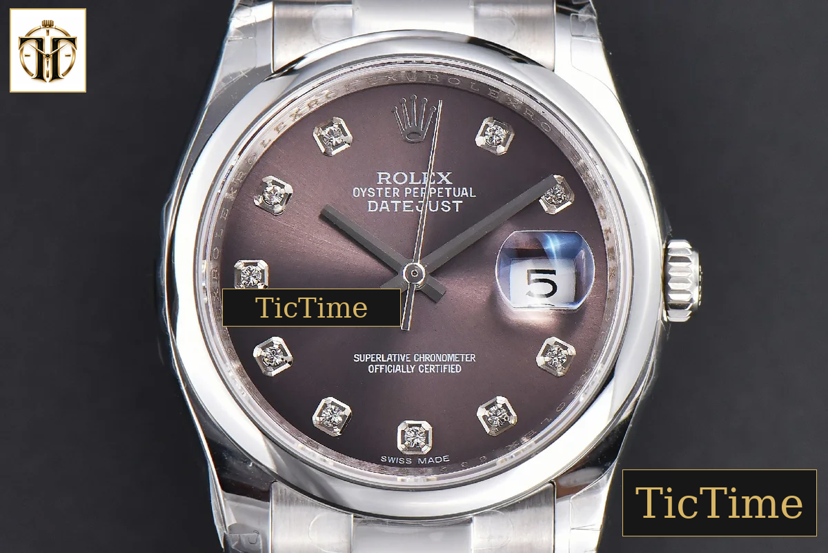 DateJust 36mm GMF SS Smooth Bezel Gray Dial Diamond Marker Oyster Bracelet VR3235 — foto 16