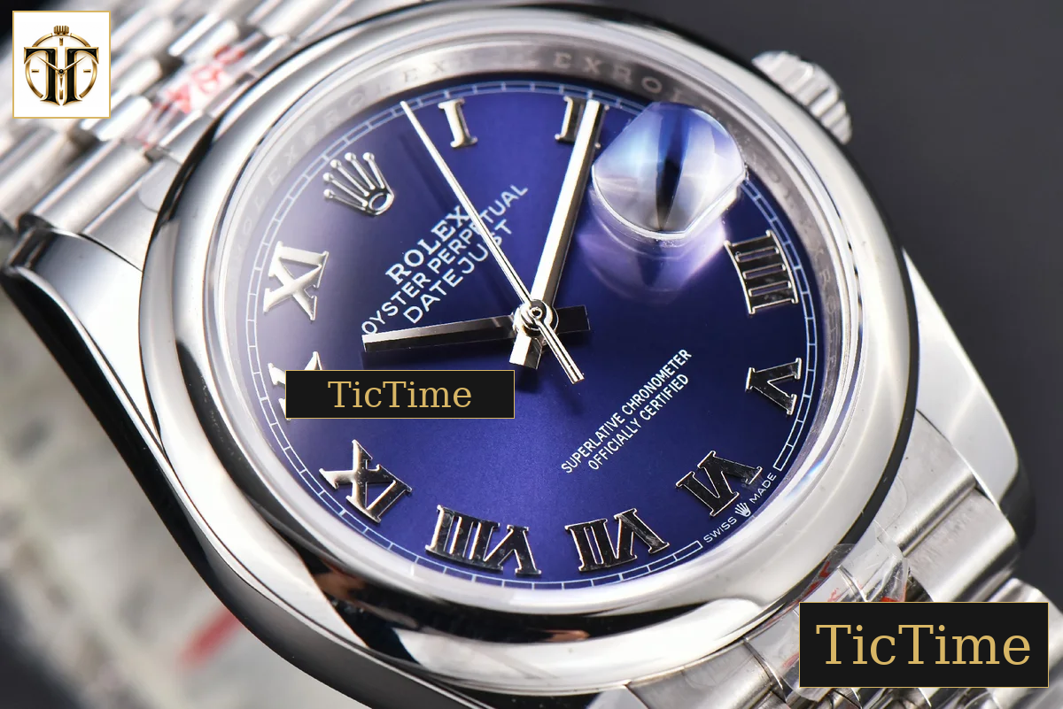 DateJust 36mm GMF SS Smooth Bezel Blue Dial Roma Marker Jubilee Bracelet VR3235 — foto 10