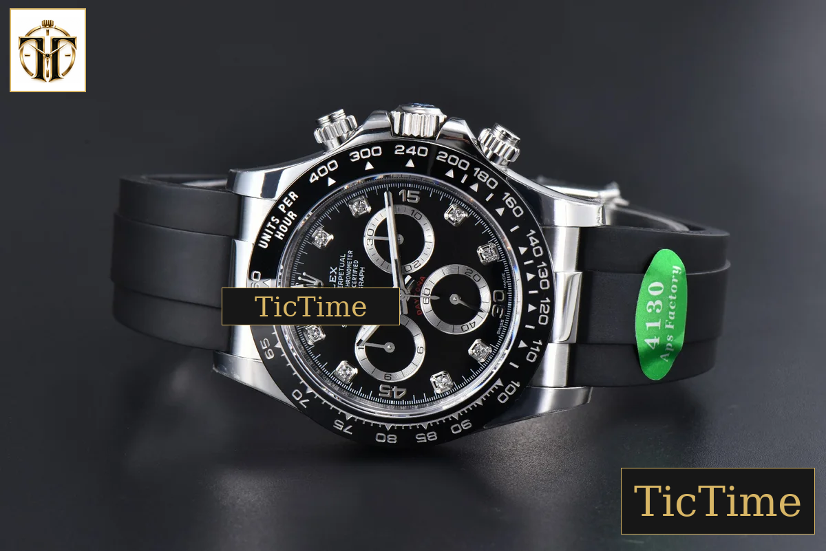 Daytona 116519 40mm APSF SS Black Dial Ceramic Bezel Diamond Marker Oysterflex Strap Tungsten Version SH4130 — foto 16
