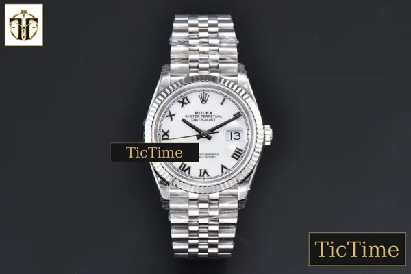 Foto frontal — DateJust 904L 36mm VSF White Dial Roma Marker Jubilee VS3235