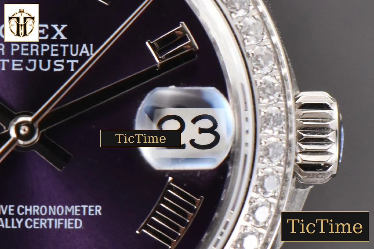 DateJust Ladies 904L 31mm WF Diamond Purple Dial Diamond Roma Marker Oyster Bracelet A2671 — foto 9