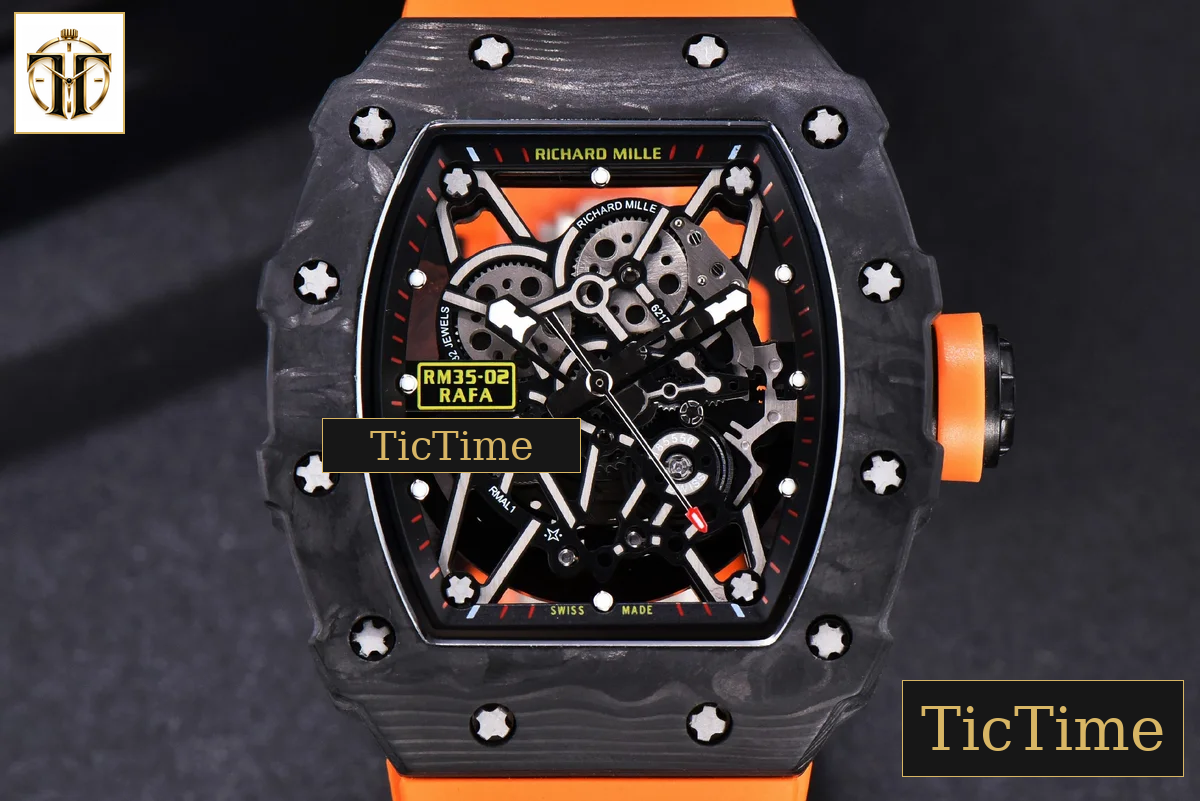 RM035-02 KVF Skeleton Dial Orange Orange Rubber Strap V3 Miyota8215 — foto 2
