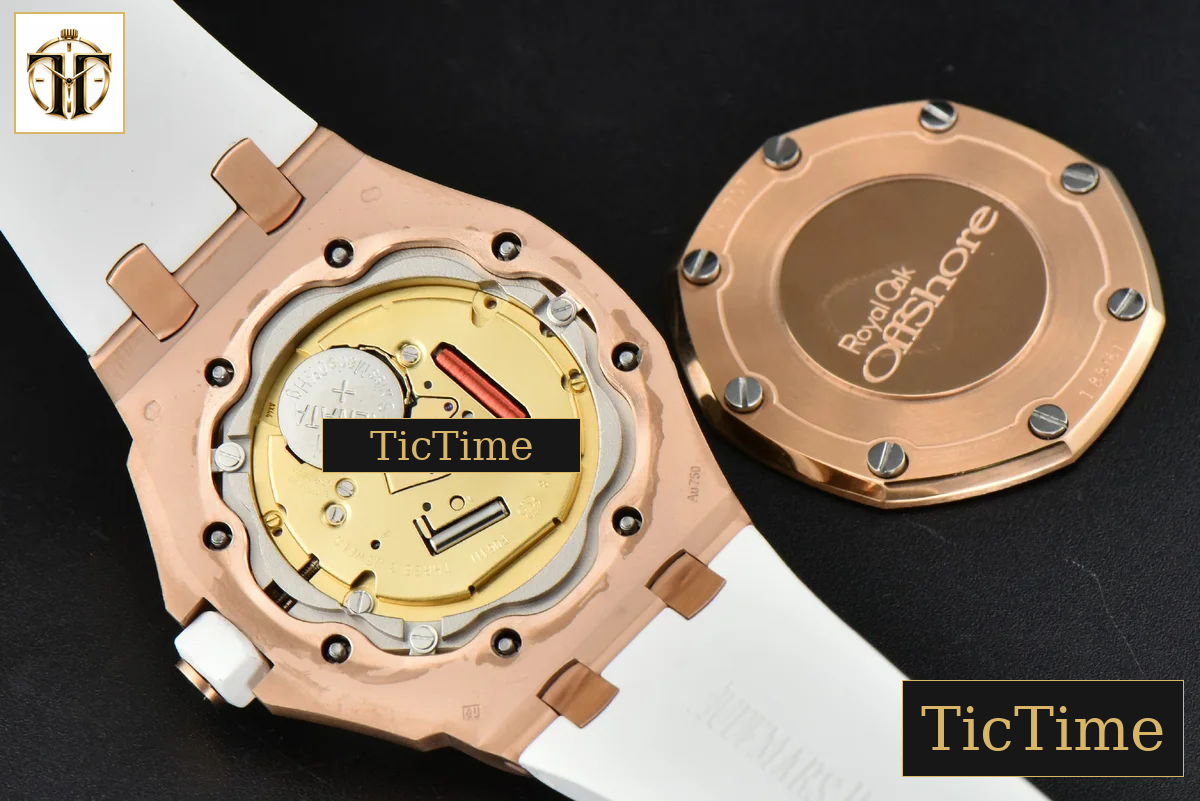 Royal Oak Offshore Ladies 33mm RXWF RG Moissanite White Dial Diamonds Bezel White Rubber Strap Swiss Quartz — foto 23