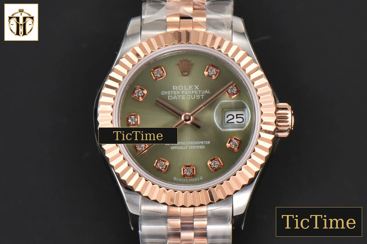 DateJust Ladies 28mm WF RG/SS Green Dial Diamond Marker Jubilee Bracelet A2236 — foto 2