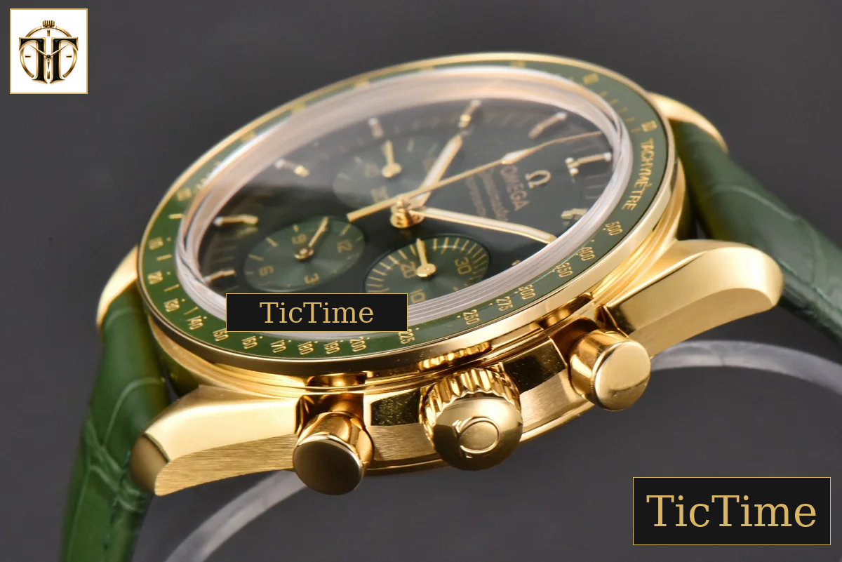 Speedmaster Moonwatch 42.5mm V6SF YG/Green Dial Green Rubber Strap Manual Chrono — foto 11