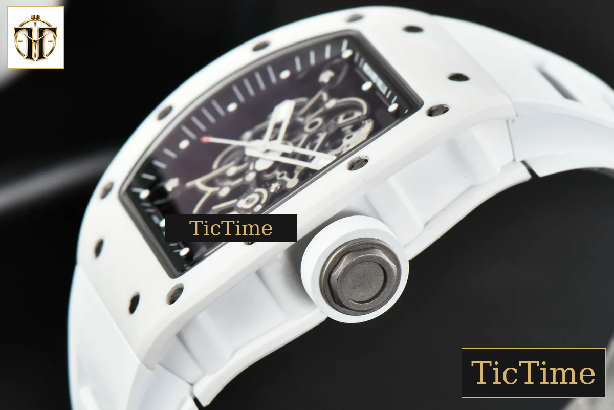 RM055 42.7mm ZF White Ceramic Black Skeleton Dial White Rubber Strap V6 NH05 — foto 10