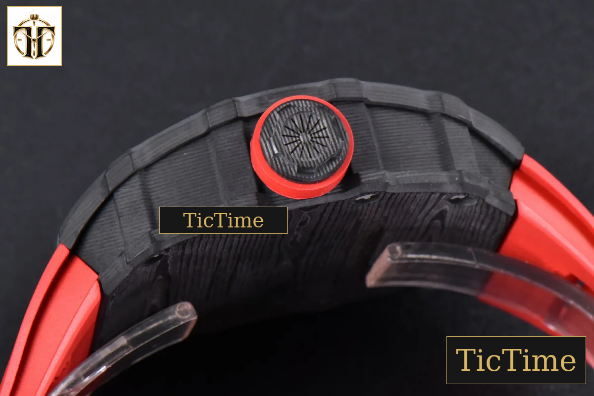 RM035-02 42mm T+F Black Forged Carbon Skeleton Dial Red Crown Red Rubber Strap RMUL2 — foto 16