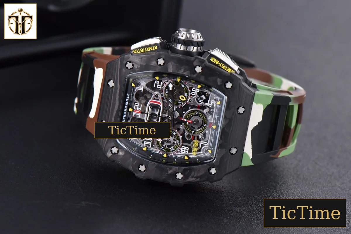 NTPT Chrono RM011 KVF Skeleton Dial Green Camo Rubber Strap V2 A7750 — foto 14