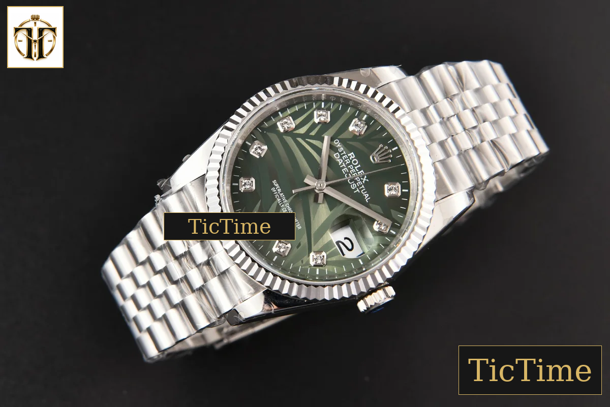 DateJust Fluted 36mm BPF Green Plam Dial Diamond Marker Jubilee Bracelet 3235 — foto 15