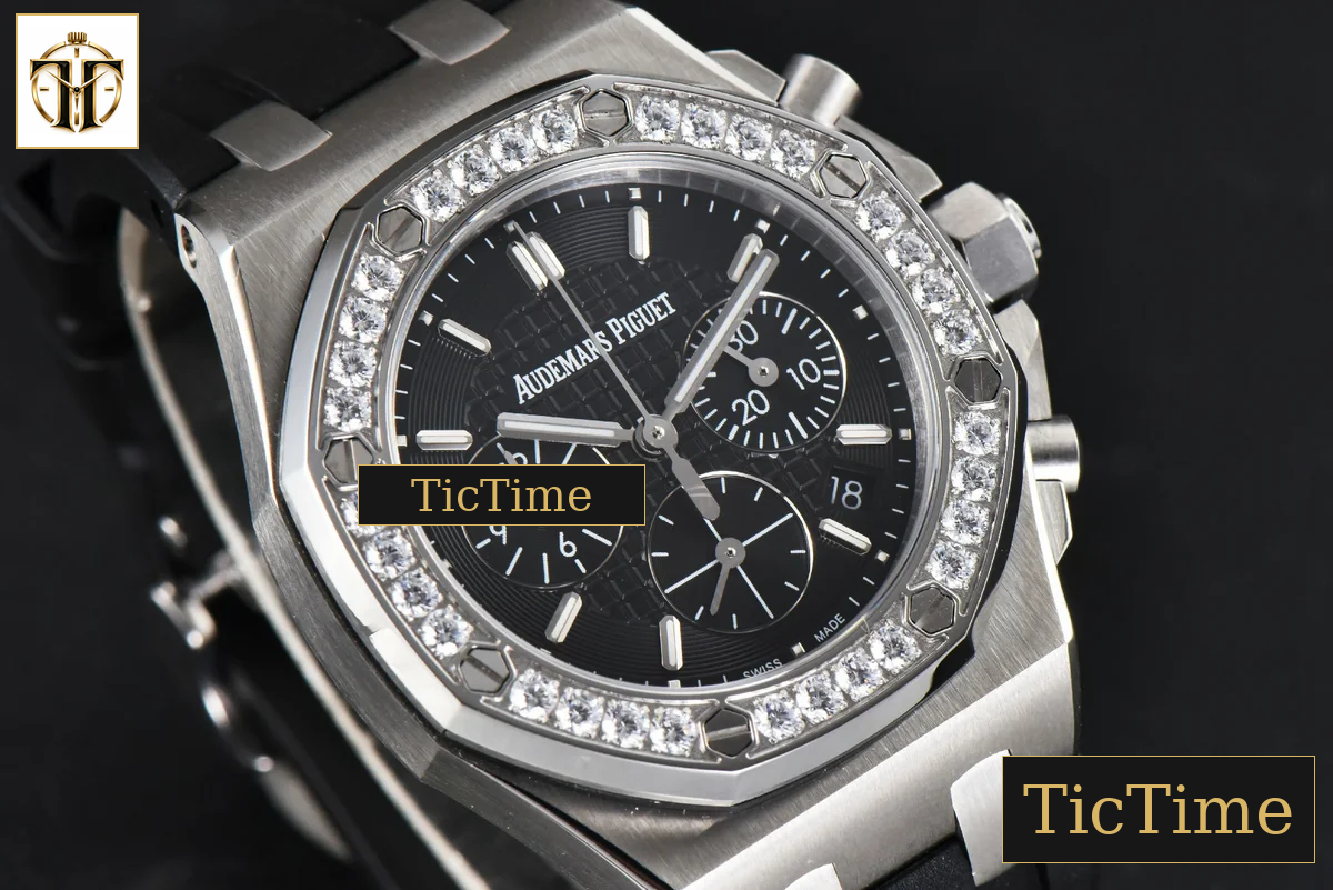 Offshore Ladies 26231ST 37mm RXWF Diamond Black Dial Black Subdial Black Rubber Strap Quartz — foto 11