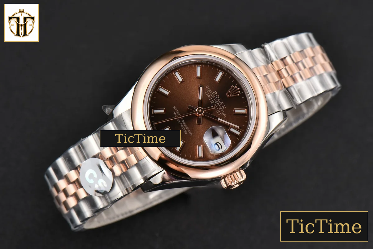 DateJust Ladies 28mm WF RG/SS Smooth Bezel Brown Dial Jubilee Bracelet A2236 — foto 4