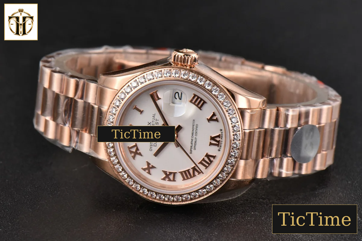 DateJust Ladies 28mm WF RG Diamond White Dial Roma Marker Jubilee Bracelet A2236 — foto 16