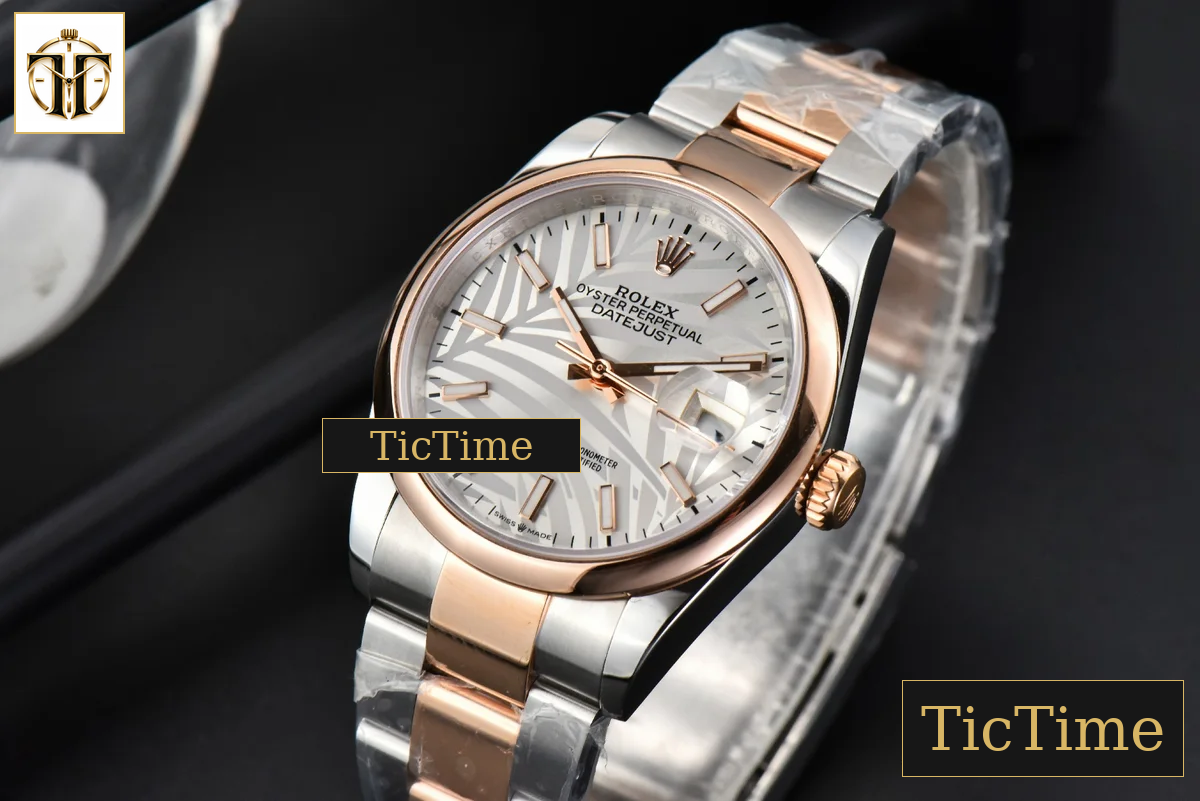 Datejust 36mm BPF RG/SS Smooth Bezel Silver Plam Dial Oyster Bracelet A2824 — foto 5
