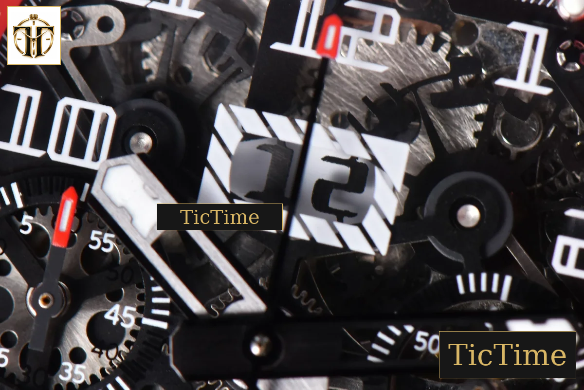NTPT Chrono RM011 KVF Red Skeleton Dial Black Crown Black Rubber Strap V2 A7750 — foto 6