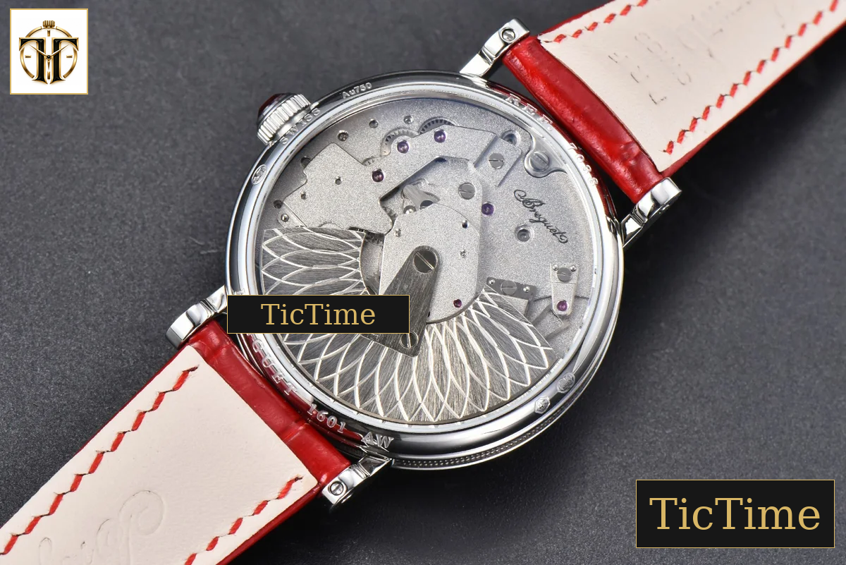 Tradition 7038BB 40mm ZF Diamond White Dial Red Leather Strap A505 — foto 19
