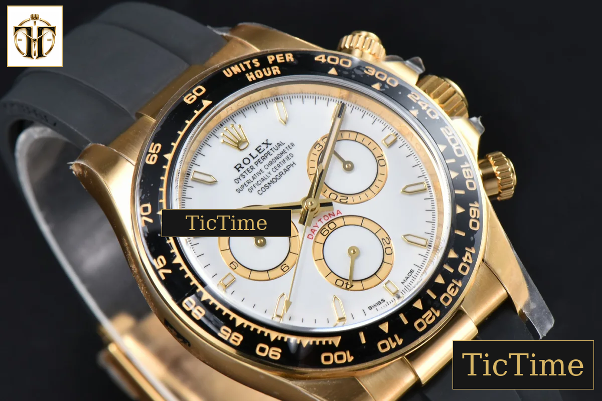Daytona 126518 40mm Clean Factory YG Black Bezel White Dial Lume Marker Black Oysterflex Strap SH4131 — foto 15