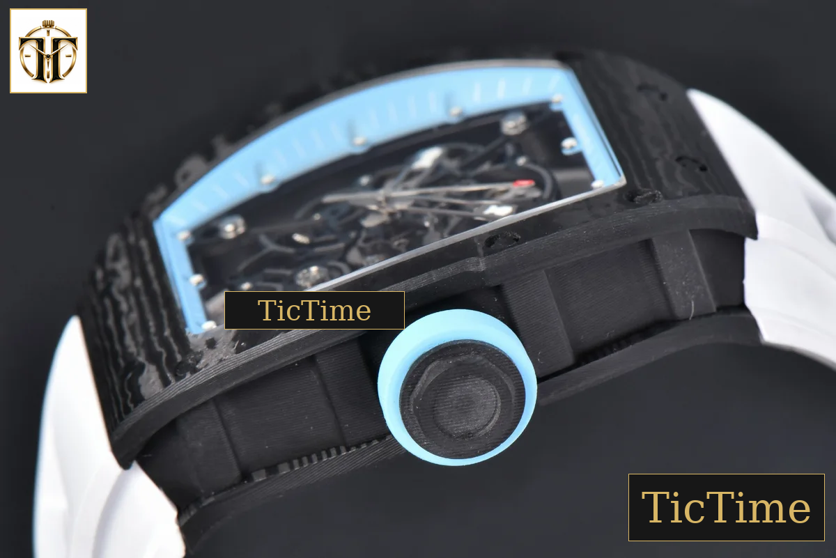 NTPT RM055 42.7mm BBRF Blue Skeleton Dial White Rubber Strap RMUL2 — foto 12