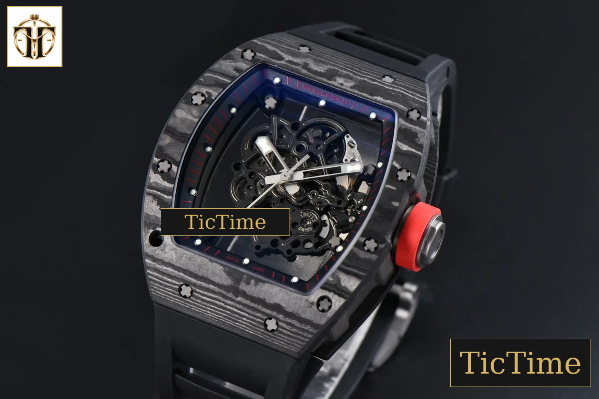 RM055 42.7mm APSF Black Skeleton Dial Black Bezel Red Crown Black Rubber Strap RMUL2 — foto 4