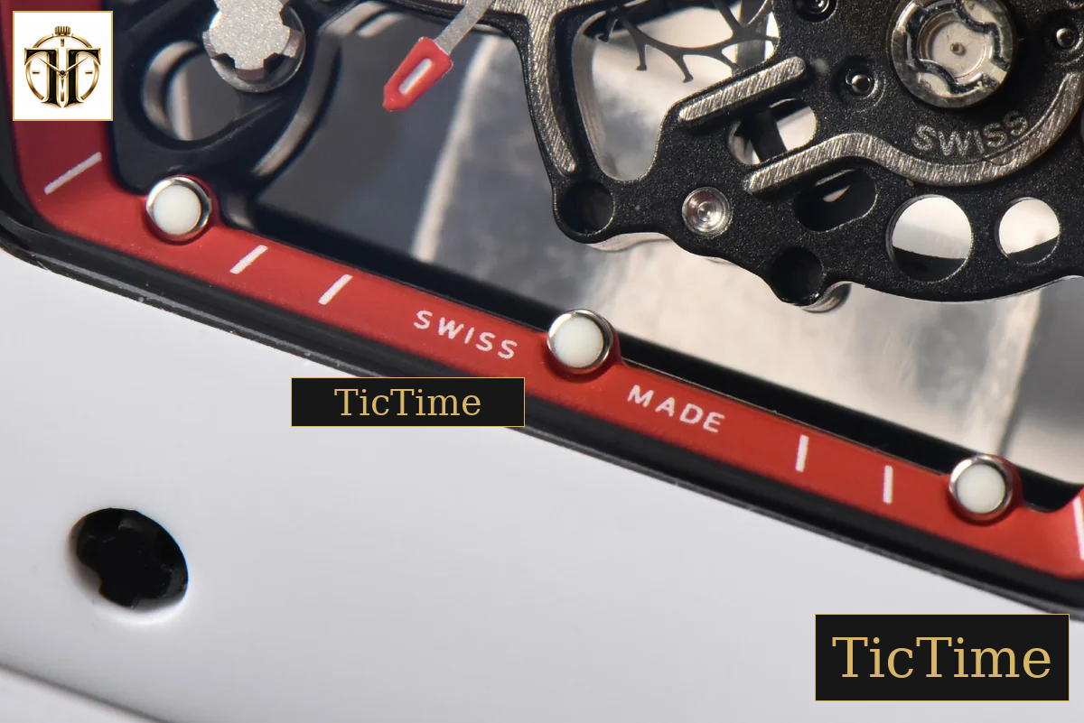 RM055 42.7mm BBRF White Ceramic Red Skeleton Dial White Rubber Strap RMUL2 — foto 11