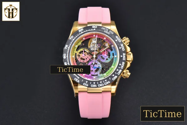 Foto frontal — Blaken Daytona 40mm GETF PVD RG Carbon Skeleton Dial Pink Rubber Strap SA4130