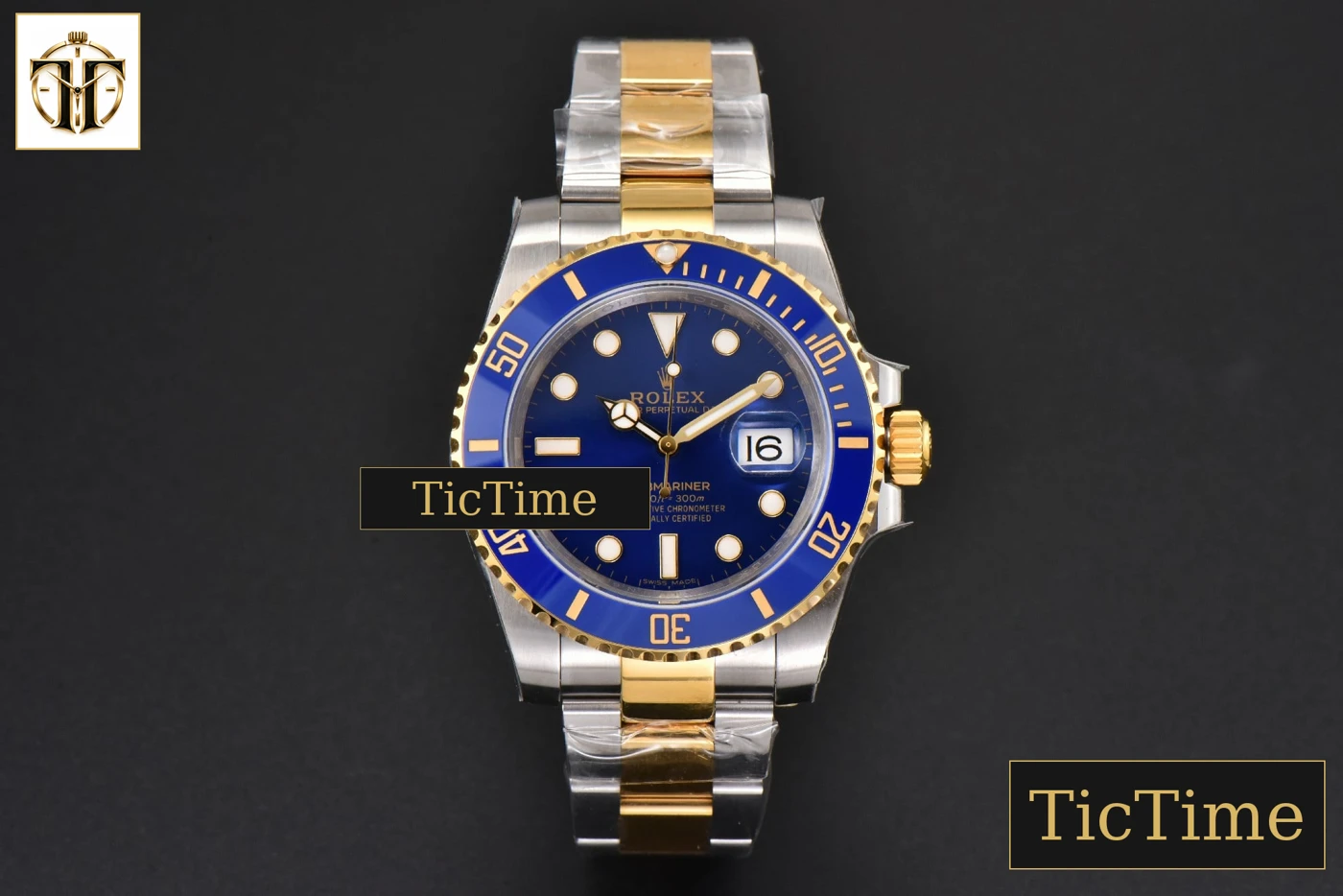 Vista frontal — Submariner LB 904L 116613 King Factory YG/SS Blue Ceramic Blue Dial SS Bracelet VR3135