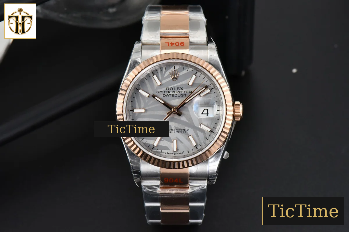 DateJust 36mm EWF RG/SS Silver Plam Dial Oyster Bracelet A3235 — foto 3
