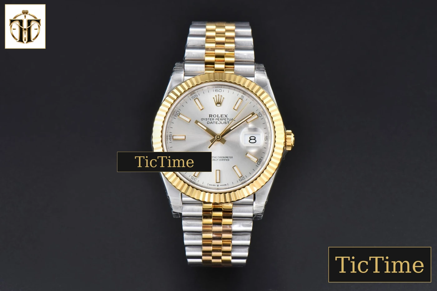 Vista frontal — DateJust 126333 41mm VSF YG/SS Silver Dial Jubilee Bracelet VS3235