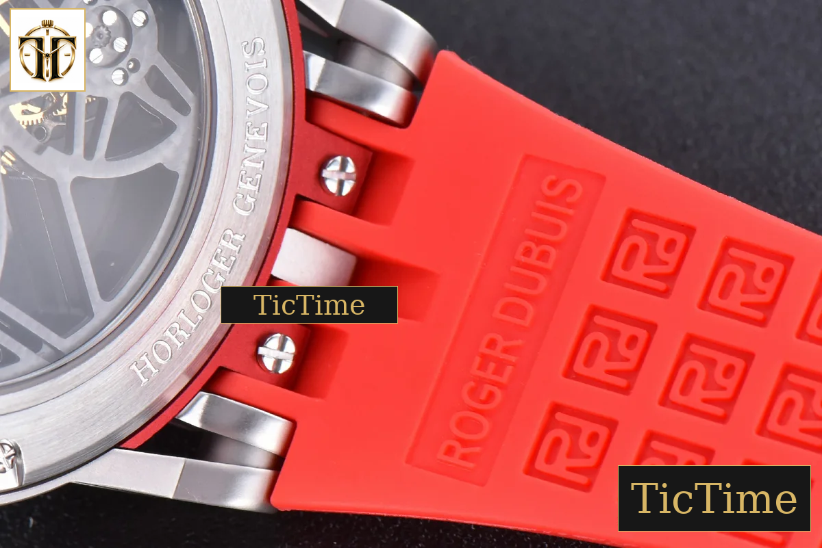 Excalibur Sports Tourbillon 46mm JBF Titanium Skeleton Dial Black Crown Red Rubber Strap — foto 16