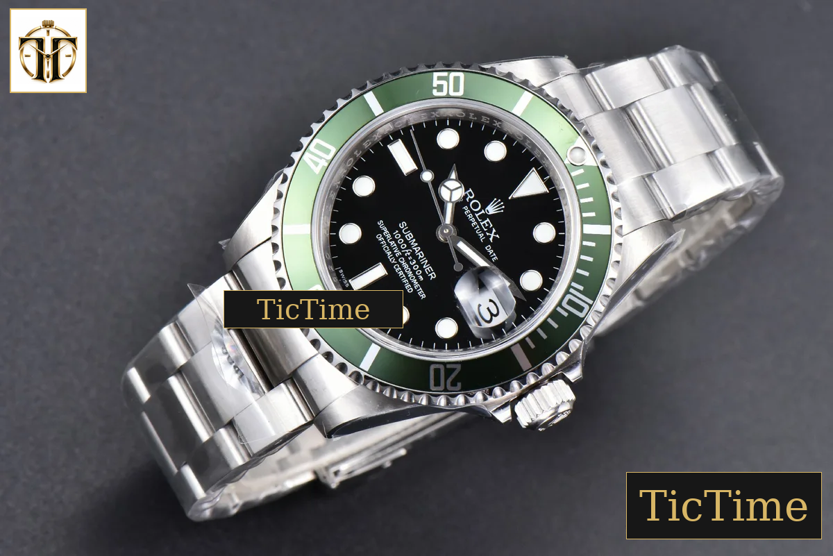 Submariner LV 16610 40mm RAF Green Bezel 904L SS Bracelet Rehaut SH3135 — foto 4