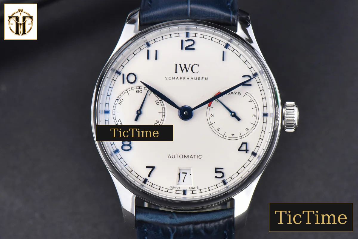 Portuguese PR IW500107 42mm ZF White Dial Blue Marker Blue Leather Strap A51011 — foto 2