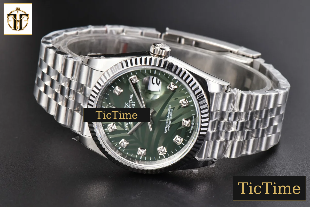 DateJust Fluted 36mm BPF Green Plam Dial Diamond Marker Jubilee Bracelet 3235 — foto 16