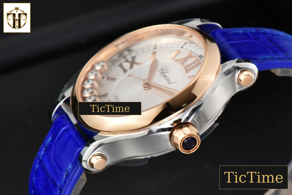 Happy Sport Automatic 33mm HWF RG/SS White Dial Light Blue Leather Strap A2892 — foto 11