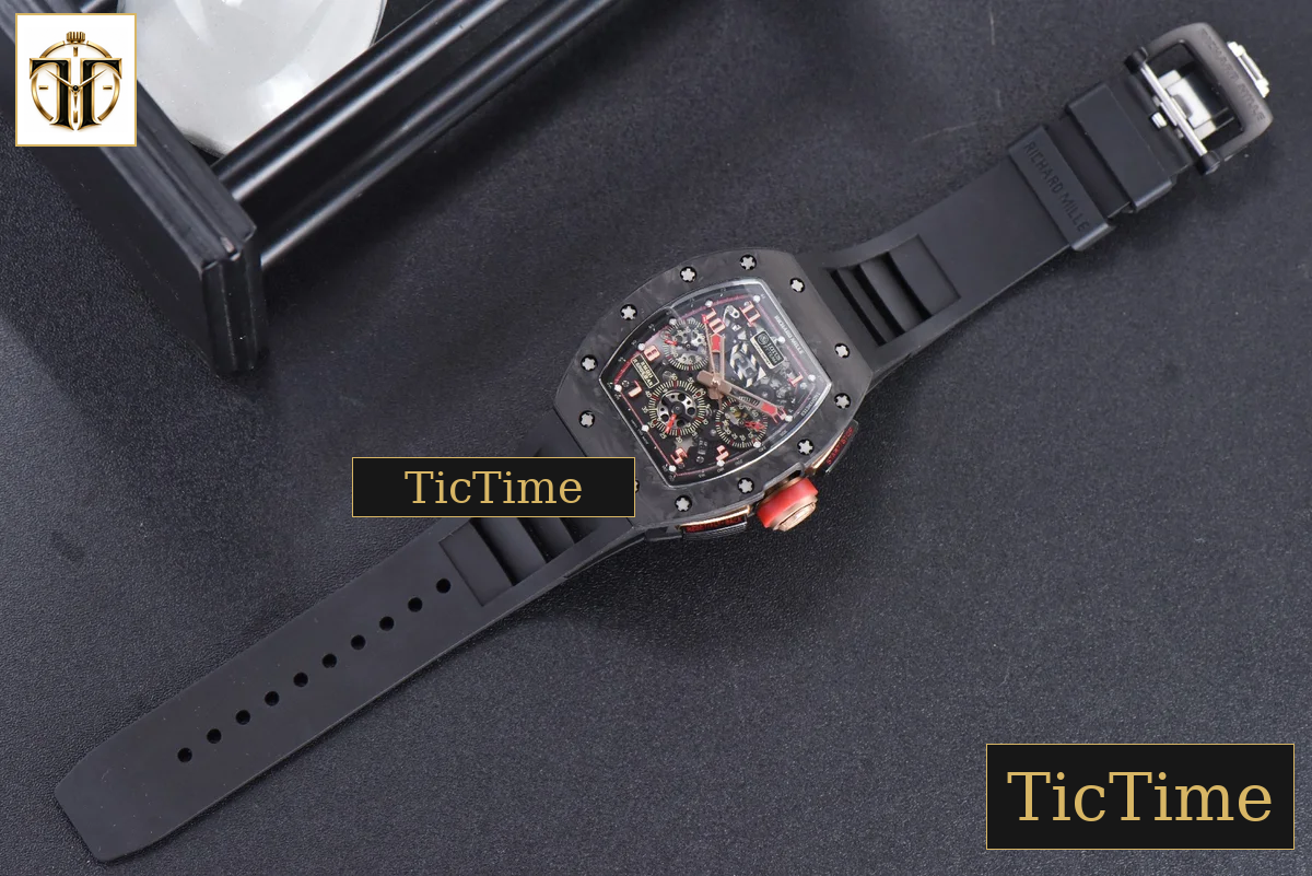 NTPT Chrono RM011 KVF Skeleton Dial RG Crown Black Rubber Strap V2 A7750 — foto 21